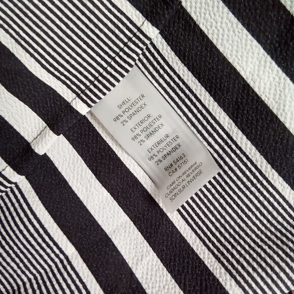 Calvin Klein Women Medium Black And White Striped Short Sleeve Pullover Zip... - Picture 7 of 8